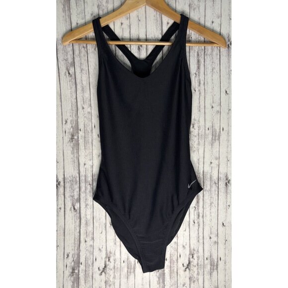 Nike One Piece Swimsuit Black Womens Size Medium Lightly Padded - Picture 1 of 6